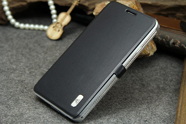 iMatch Luxury Aluminum Metal Bumper Premium Genuine Leather Flip Magnetic Case Cover for Samsung Galaxy Note 3