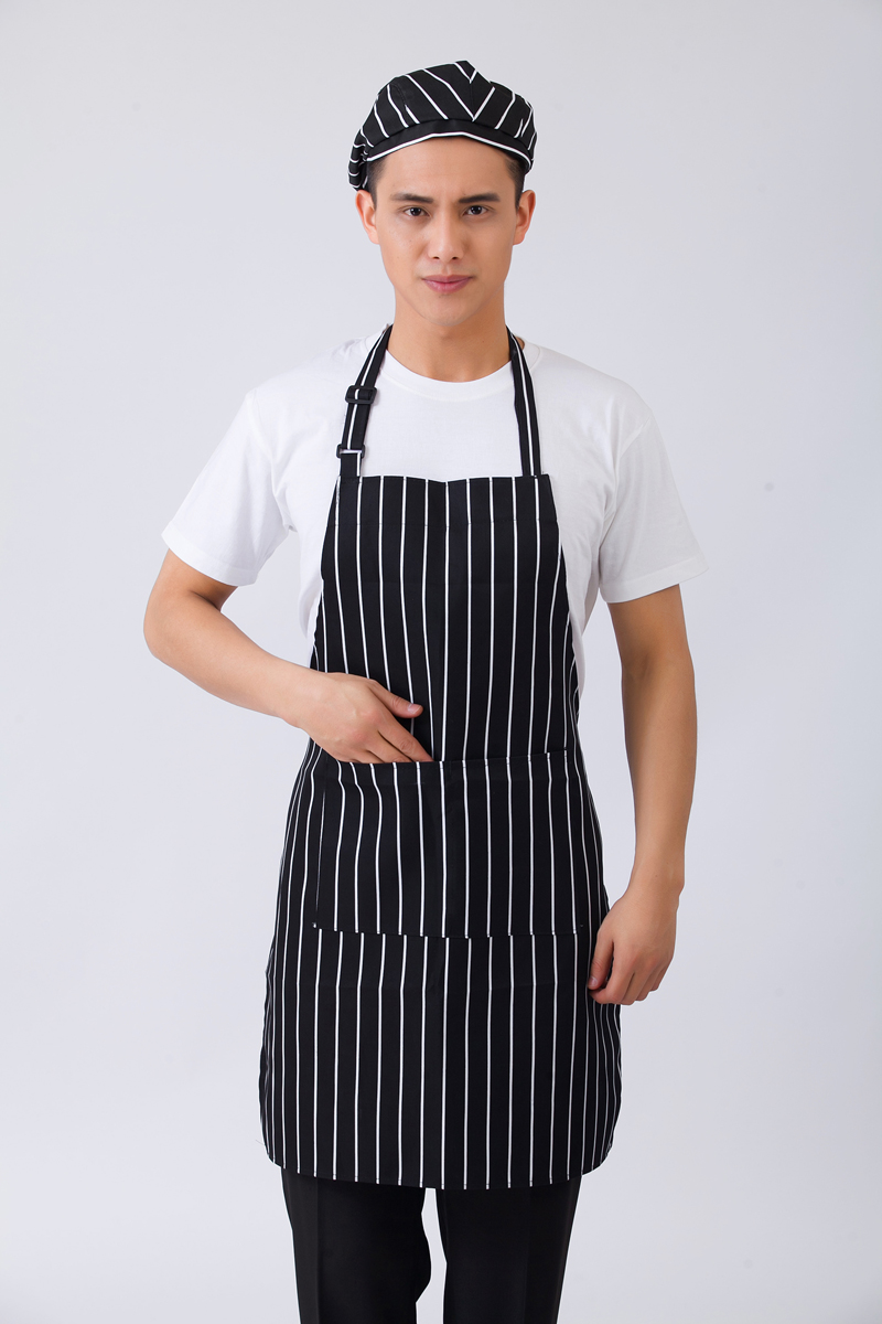 男式餐厅厨师围裙防水防油做饭挂脖围裙厨房咖啡店酒店女厨师围裙