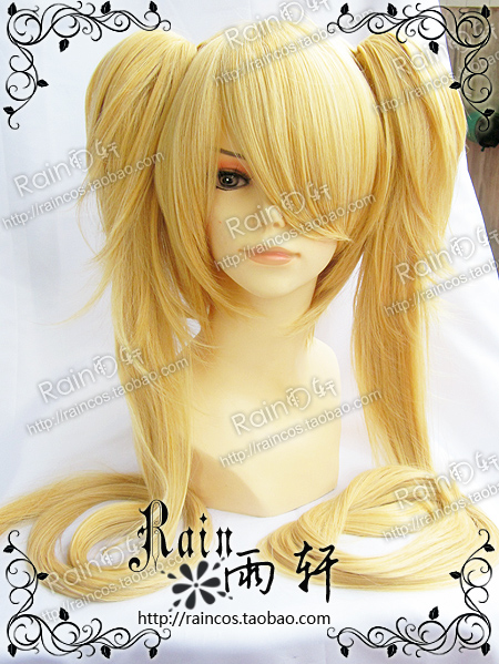 『 Rain Yuxuan 』 COS Guard sweetheart Moon chant utau  Wigs   Utau golden dual horsetail Wigs   utau