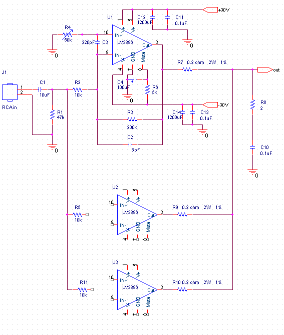 Lm3886 схема усилителя