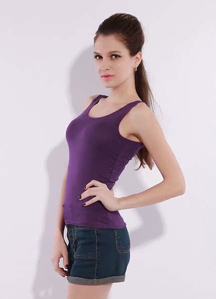 莫代尔女带<em>胸罩</em>无钢圈罩杯<em>一体</em>带胸垫吊带背心