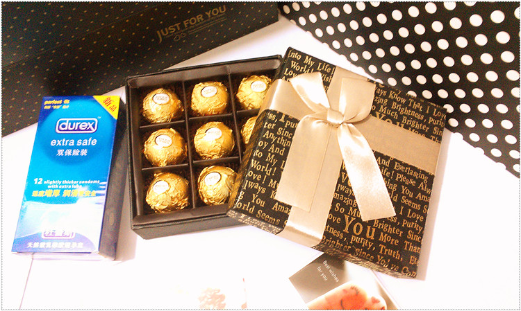 新颖情人节生日送老公男友杜蕾斯巧克力避孕套