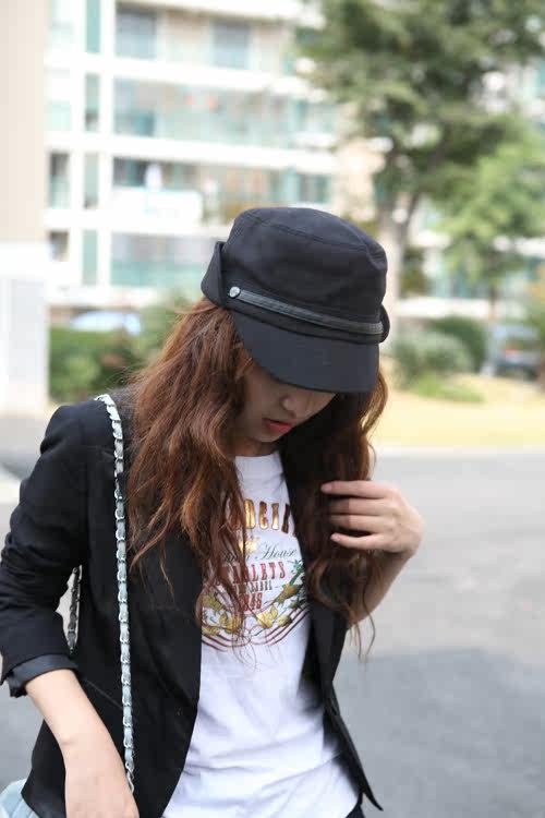 Meetmei Siggi Korean Barret unilateral cutting flat-topped hat caps children Korean fashion winter Hat