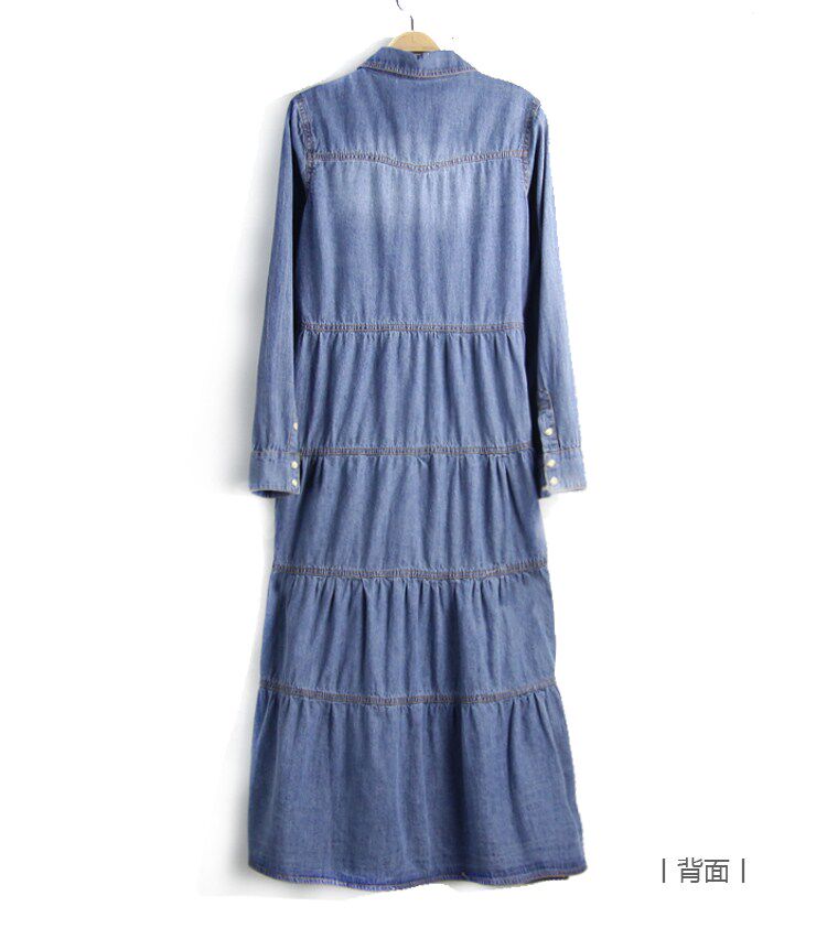 2013 spring new small wind long long sleeve denim dress in literature and art in Europe and fresh shirts dress L024-1