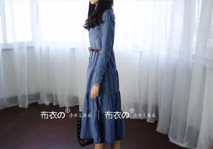 Heaneez 2013 spring new small wind long long sleeve denim dress in literature and art in Europe and fresh shirts dress L024-1