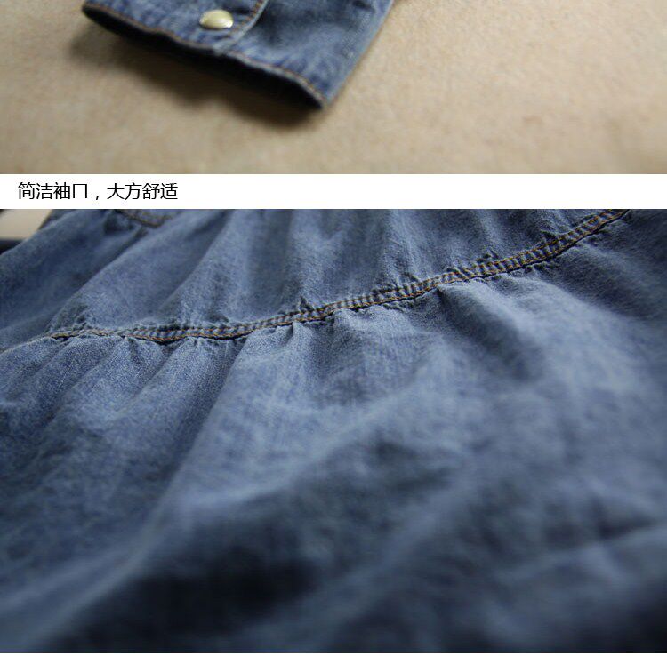 Heaneez 2013 spring new small wind long long sleeve denim dress in literature and art in Europe and fresh shirts dress L024-1