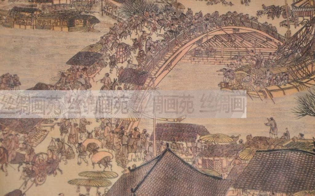 中国特色山水画清明上河图卷轴画办公室书房丝绸字画挂画会议礼品