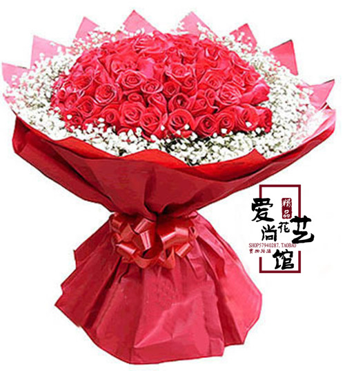 99枝红玫瑰黑玫瑰花束 七夕鲜花 情人节鲜花