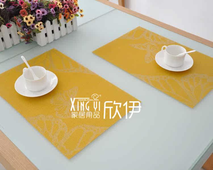 Xinyi green PVC Butterfly pattern tasteless waterproof and breathable mat | insulating mat | dining table pad | coasters