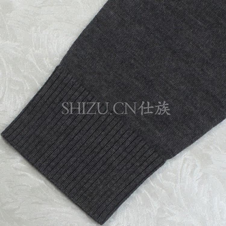 Eabri精纺美利奴V领<em>开衫</em>毛衣_<em>深灰色</em>_薄款毛