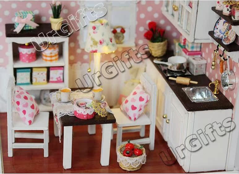 Dollhouse Miniature DIY Kit w/ Cover Delicious Kitchen Dining Room