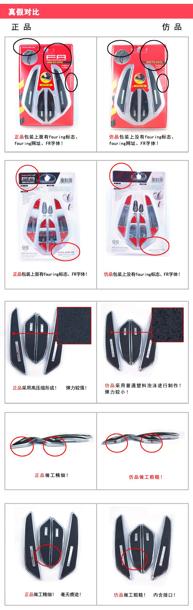 韩国Fouring EVA门边防撞条装饰条粘贴型 车漆防刮条 车门防撞条