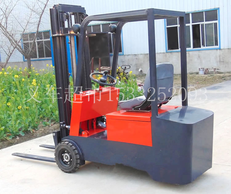 三轮全电动叉车,座驾式电动堆高车,无腿平衡重蓄电瓶装卸叉车