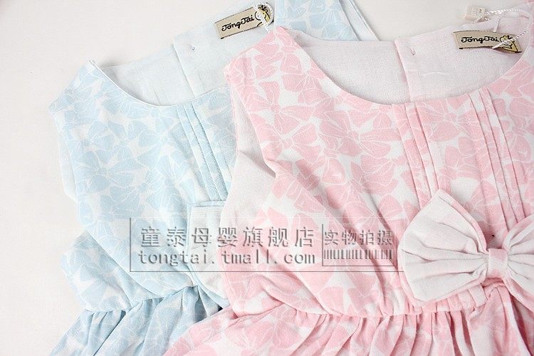 Tong Tai 2013 new baby girls sleeveless dresses cotton lace dress vest bow splicing dress in summer