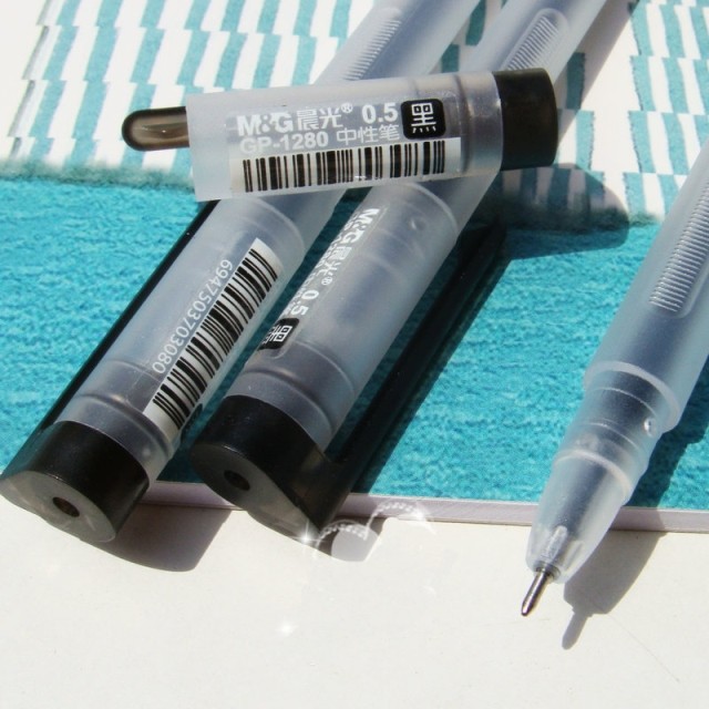 0.5mm Classic Smooth Gel Ink Pen with Pen Cap Student Pen Office Series 12Pcs (Black/Red/Blue) GP-1280