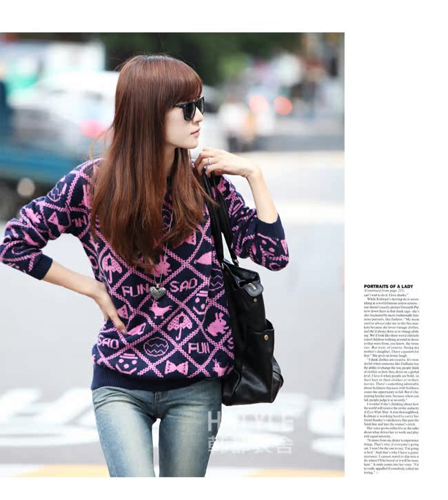 Свитер женский Korean homes have clothes gs1568 2013 Акриловое волокно Длинный рукав Свитер женский Korean homes have clothes gs1568 2013 Акриловое волокно Длинный рукав