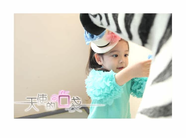 Baoyeah Korean girls children's clothing featured wood ear Angel Pocket long sleeve dress with 2012 autumn girl dress 2 colors