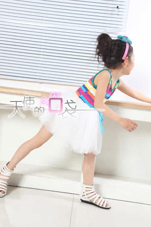 Kids Rainbow 2012 new style summer girls dress performed a dress vest skirt suit striped vest dress