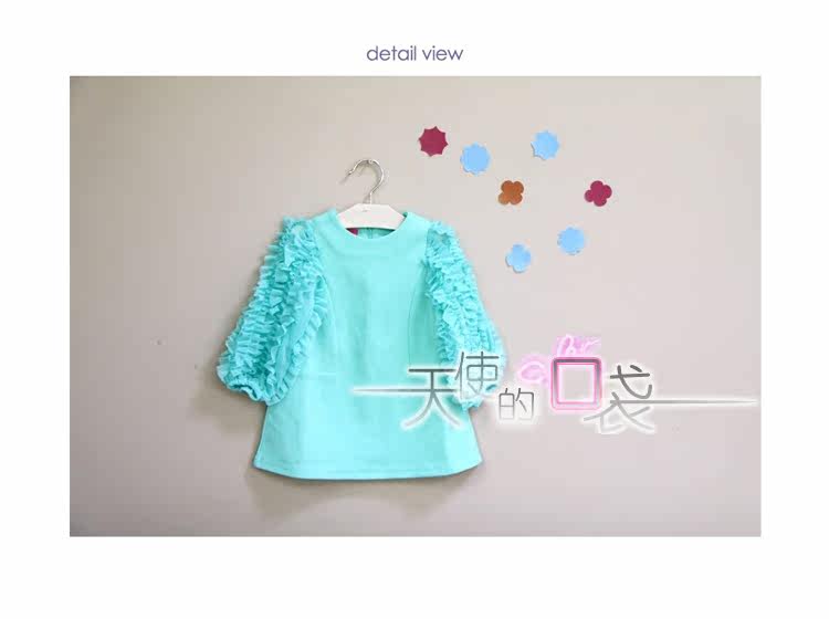 Baoyeah Korean girls children's clothing featured wood ear Angel Pocket long sleeve dress with 2012 autumn girl dress 2 colors