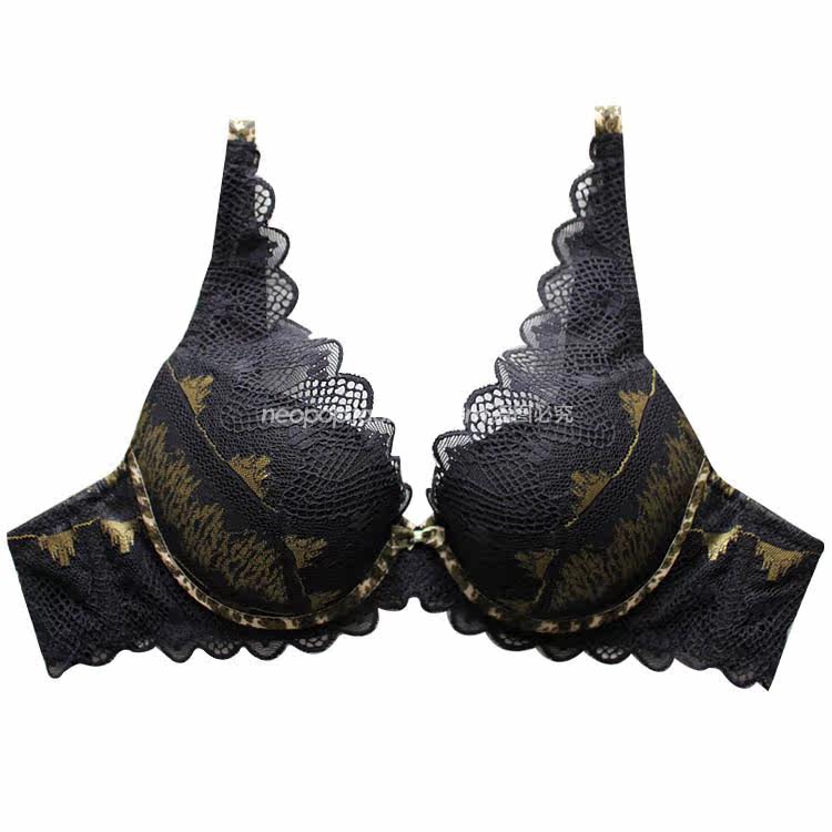2新品 曼妮芬蕾丝内衣深v聚拢性感<em>胸罩 豹纹</em>文