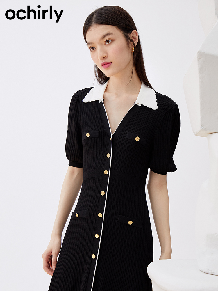 ochirly Ou Shili Short sleeve knitting Dress The new summer wear puff sleeve French 1WY308144F
