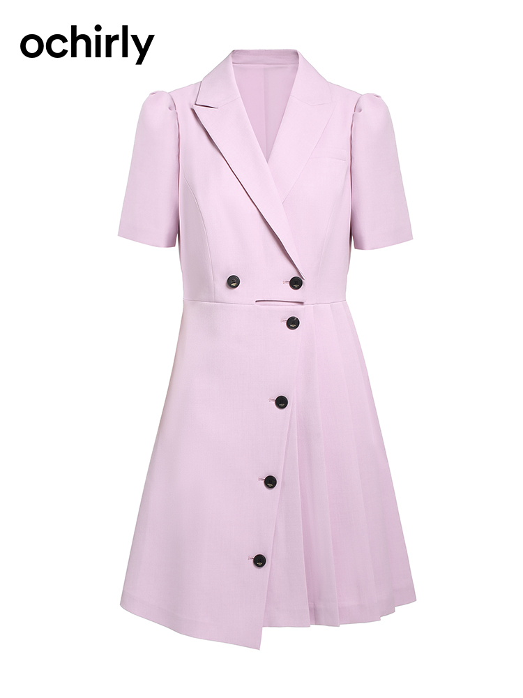 【 summer Direct descent 】 Ou Shili   Sense of design Irregular suit Dress 23 summer unique Crimping commute