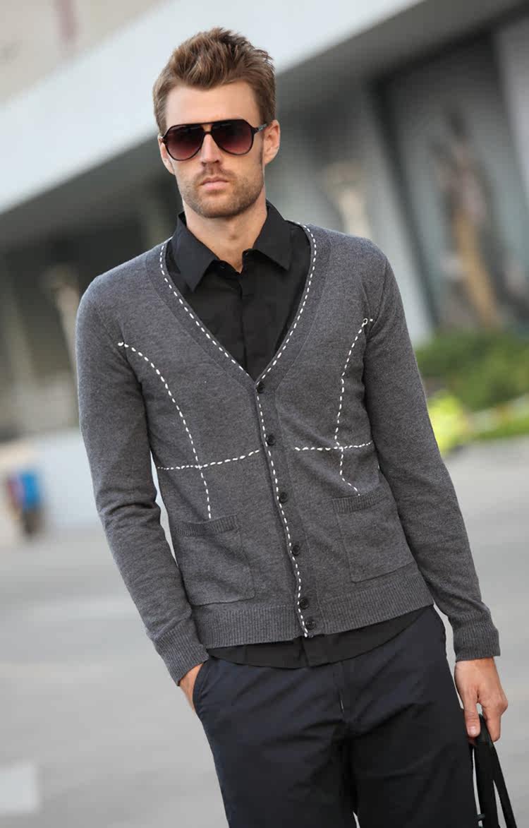 毛衣男 <em>针织</em>衫男<em>开衫</em>时尚复古男士毛衣<em>男短款</em>