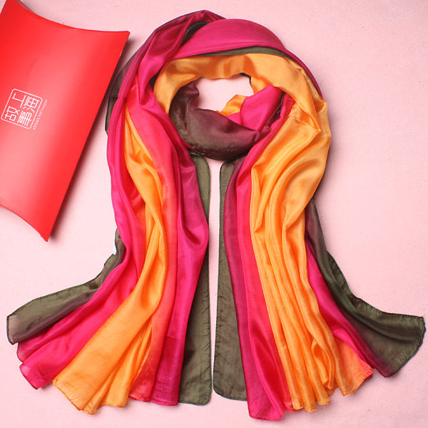 fashion soft red gradient real silk scarf