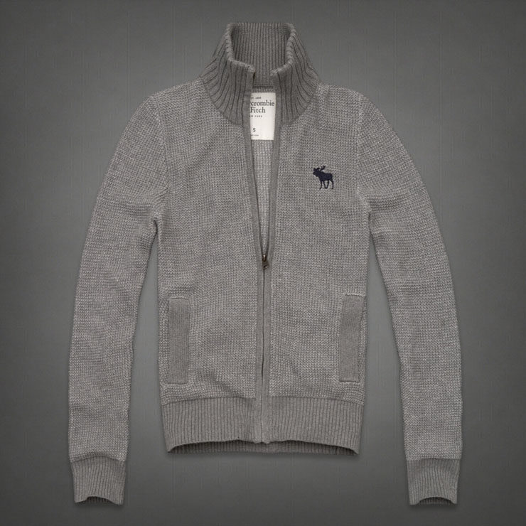 af针织毛衣 男 简约风纯色修身款 <em>华夫格</em> <em>拉链</em>立