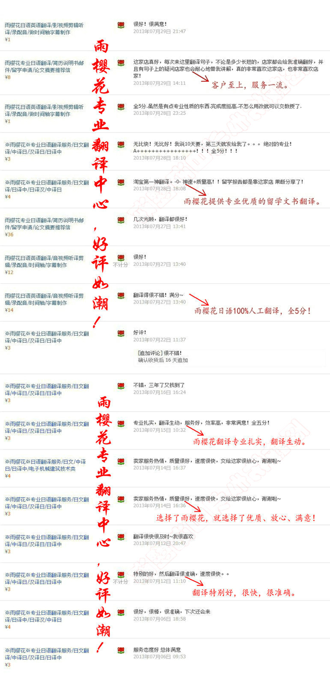 雨樱花高级日语翻译服务日文商务信函\/注册日