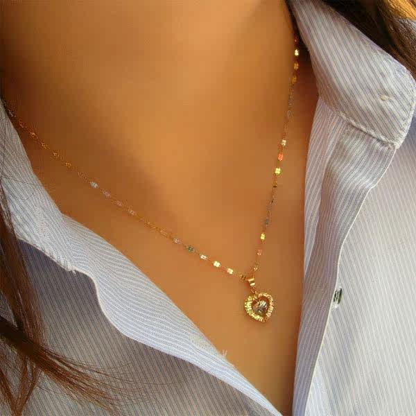 七夕特价 正品<em>18</em>k黄金项链 白金玫瑰金彩金 女