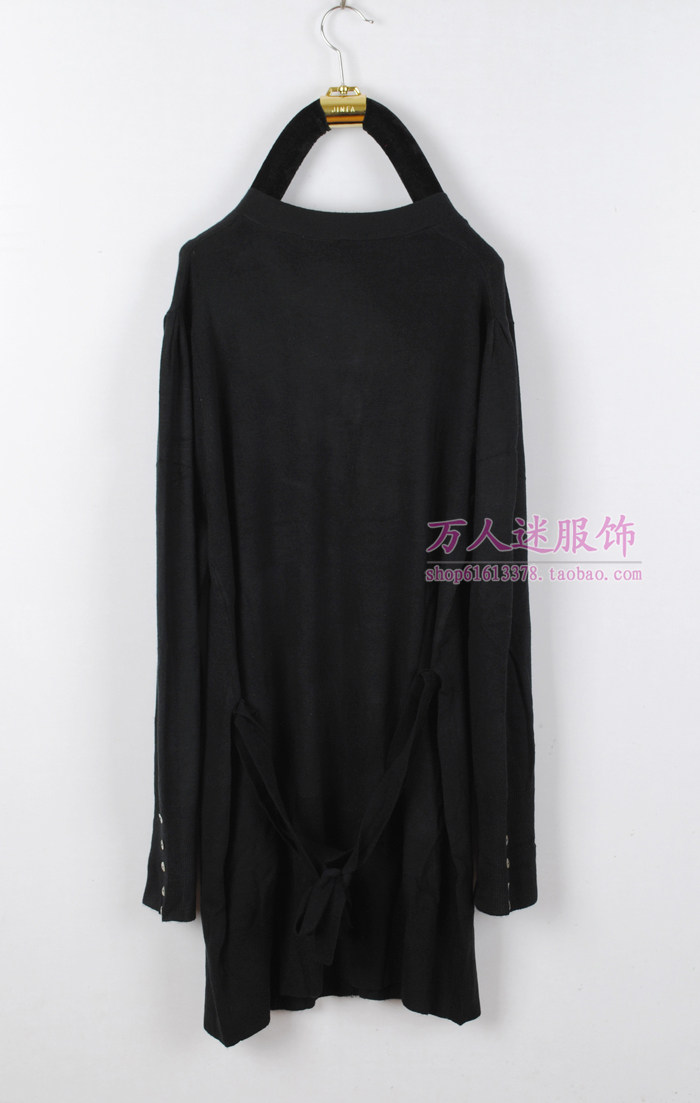 外贸原单加肥加大<em>码开衫</em>大版长款配腰带针织衫