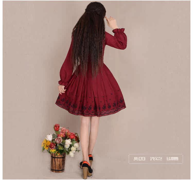【<em>烟花烫</em>ZG2013秋新款女甜美气质复古修身长