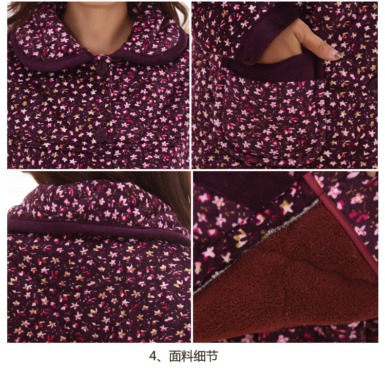 <em>冬季中老年</em>夹棉<em>睡衣</em>女 加大加厚老年人珊瑚绒