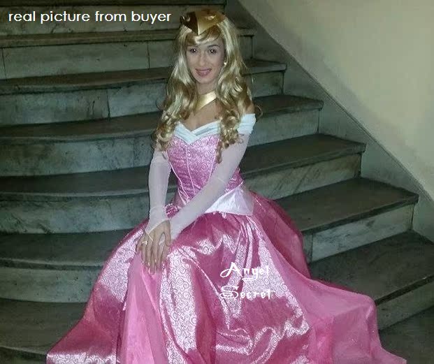 P140 COSPLAY Dress Princess sleeping beauty pink Costume Aurora