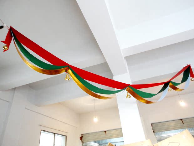 【圣诞节装饰品圣诞吊旗 二段-四段圣诞波浪旗