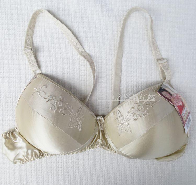 特价乐戴高<em>真丝文胸</em> 无钢圈内衣 刺绣<em>花</em>桑蚕丝