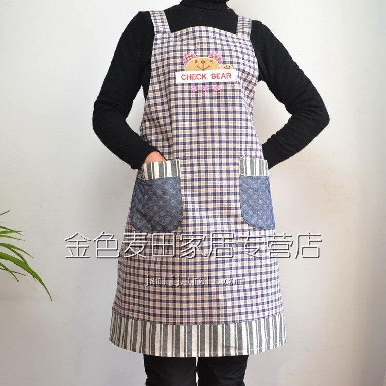Dian Guan Classic Crown check bears senior Korean cotton thick apron sleeveless apron color optional 2-Pack games