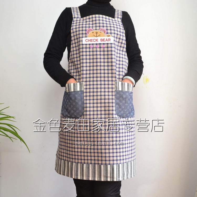 Classic Crown check bears senior Korean cotton thick apron sleeveless apron color optional 2-Pack games