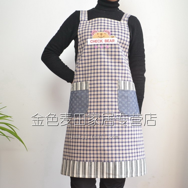 Classic Crown check bears senior Korean cotton thick apron sleeveless apron color optional 2-Pack games