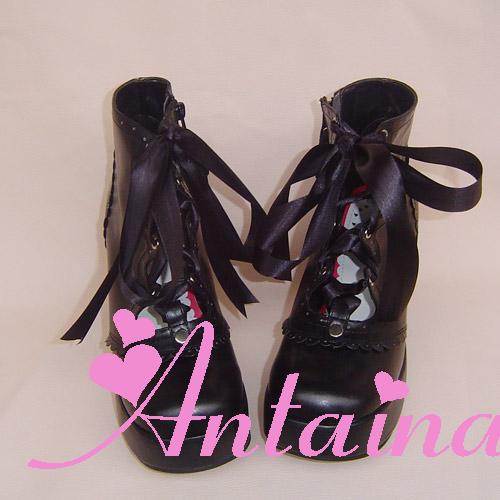 an * tai * na *   LOLITA   COS Retro elegant style silk ribbon Hollow out Single shoes 9973 Square heel waterproof