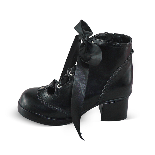 an * tai * na *   LOLITA   COS Retro elegant style silk ribbon Hollow out Single shoes 9973 Square heel waterproof