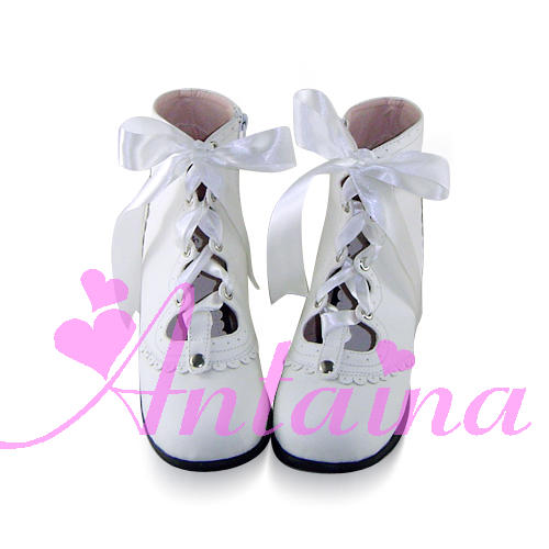 an * tai * na *   LOLITA   COS Retro elegant style silk ribbon Hollow out Single shoes 9973 Square heel waterproof