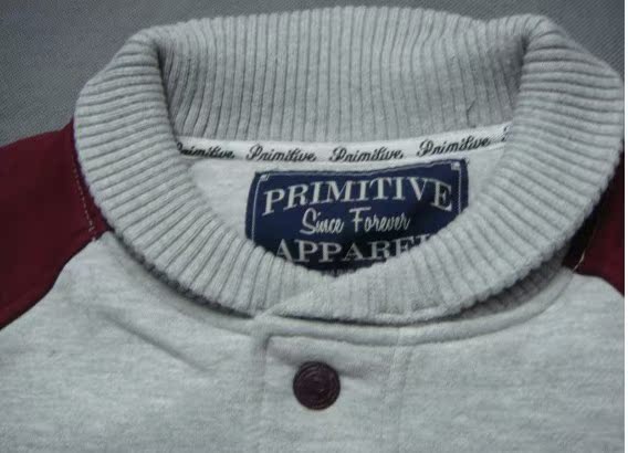 美国潮牌PRIMITIVE 撞色 毛绒LOGO 棒球夹克