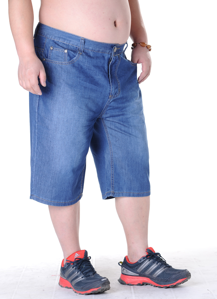 夏季<em>大码短裤</em> 弹力<em>加肥加大</em>牛仔短裤 肥佬<em>男短</em>