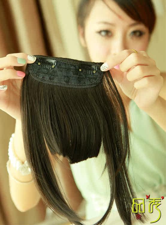 2013 New Sweet Hairpins Matte Women's Natural Seamless Neat Extended Two Sides Diagonal/Full Bangs Hairpiece Wig