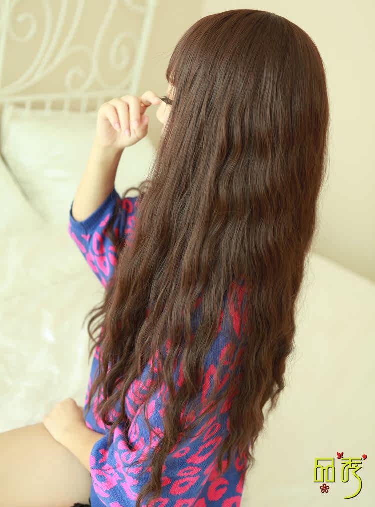 品秀假发 新款甜美齐刘海蓬松玉米<em>烫长</em>卷发女