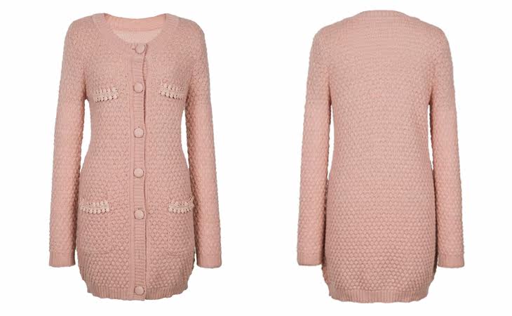 <em>秋水伊人</em>2012秋冬装<em>粗针</em>口袋中长款修身<em>开衫</em>