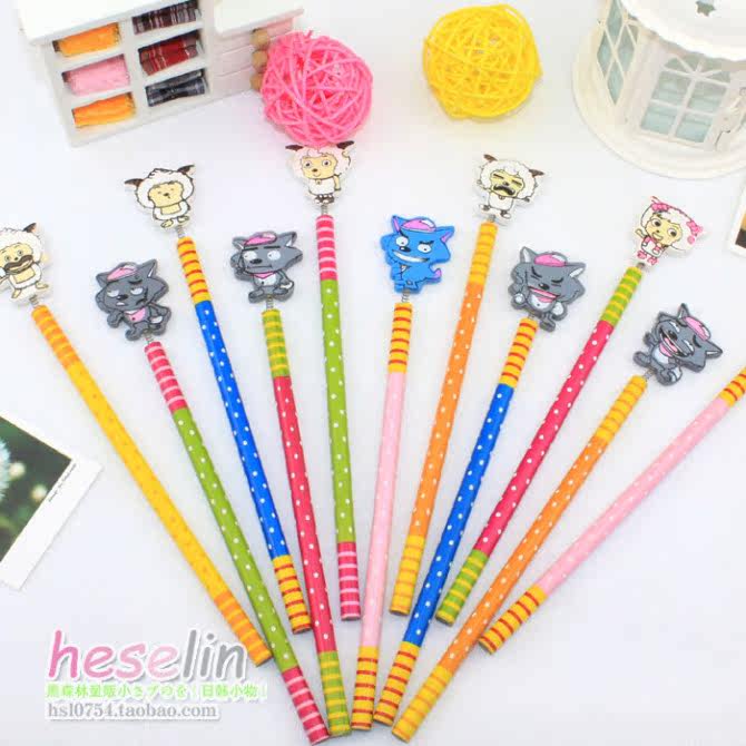 Heselin Colorful Cartoon Animals Style Wooden Pencils 2B Student Pencils10pcs B24