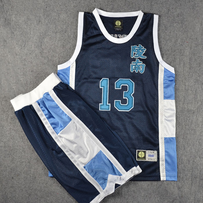 sd灌篮高手刺绣球衣队服陵南13号福田吉兆篮球衣篮球服套装训练白